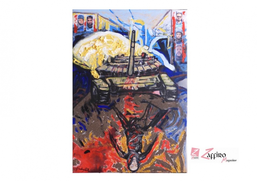 Un grido di colore e sangue: l&rsquo;ultima opera di Francesco Guadagnuolo commemora i giornalisti caduti a Gaza