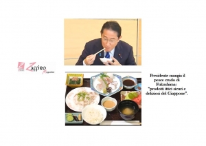 Primo ministro Fumio Kishida mangia sashimi di Fukushima: mmmm buonissimo!